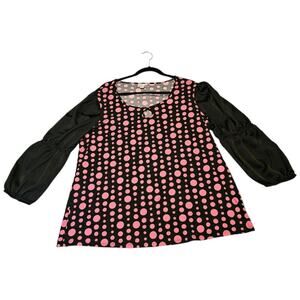Cato Black & Pink Polka Dot Top – Size 18/20W